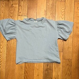 Zara Light Blue puff sleeve flutter shirt size 8 girls